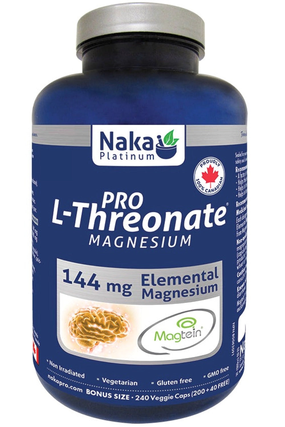 NAKA Platinum Pro L-Threonate Magnesium (144 mg - 240 veg caps)