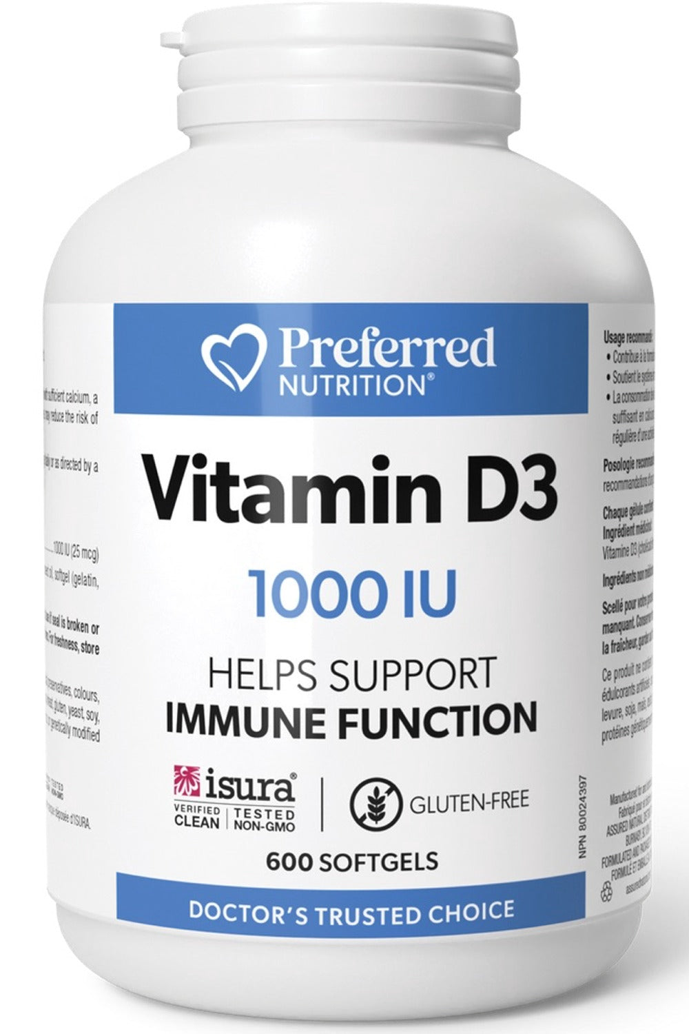PREFERRED NUTRITION Vitamin D3 (1000 IU - 600 sgls )