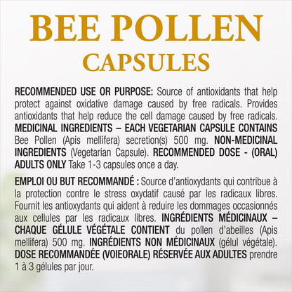 DUTCHMAN'S GOLD Bee Pollen (500 MG - 90 Capsules)