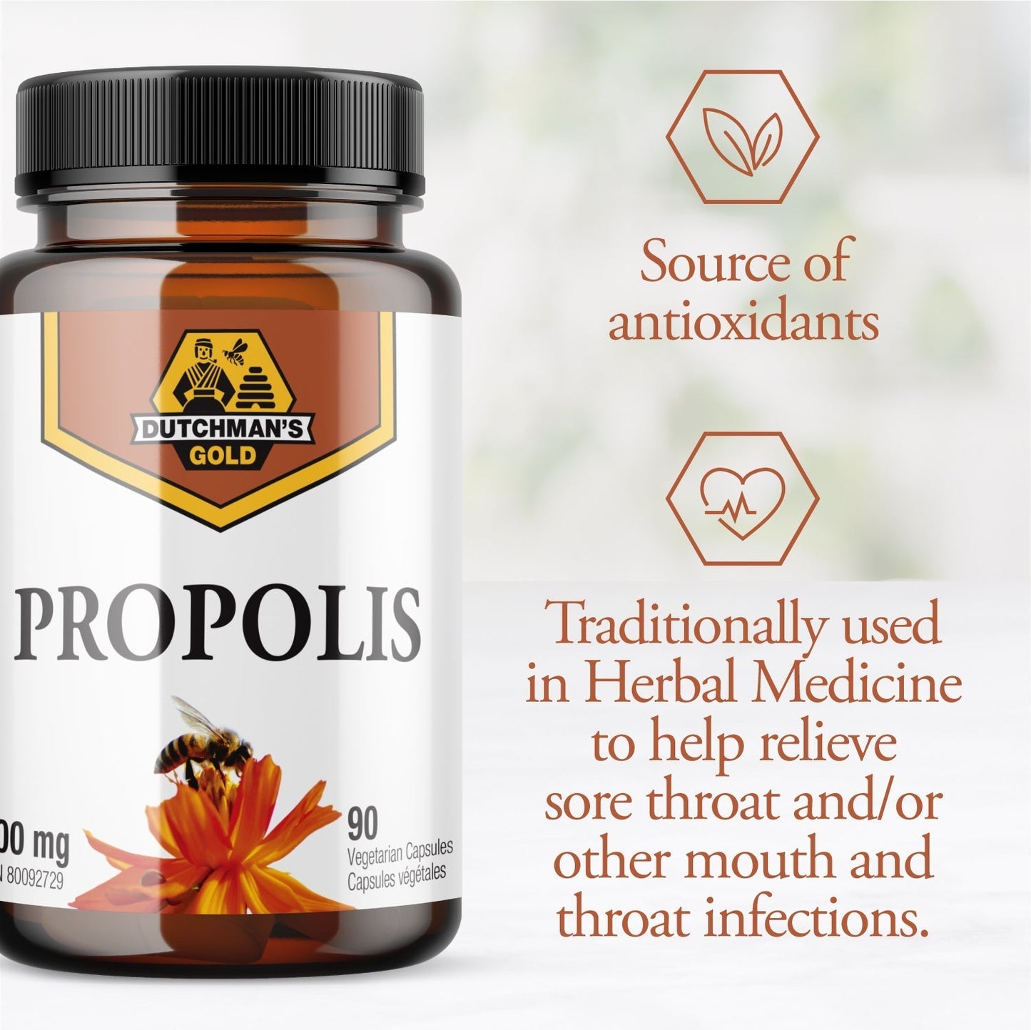 DUTCHMAN'S GOLD Bee Propolis 500 mg 90 caps
