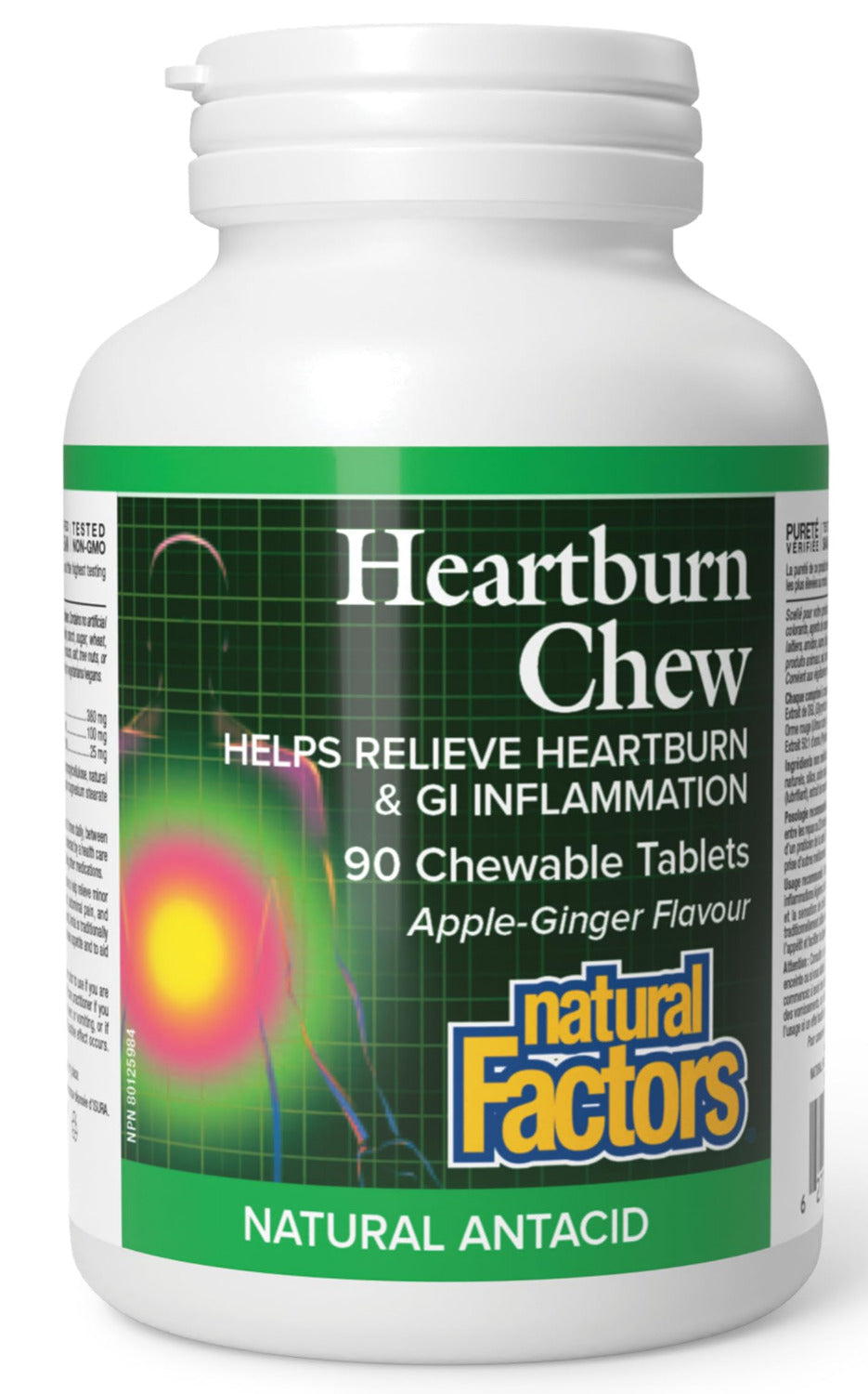 NATURAL FACTORS Heartburn Chew (Apple-Ginger - 90 chew tabs)