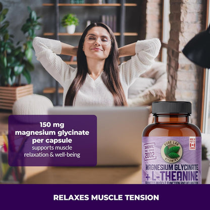 PURE LAB VITAMINS Magnesium Glycinate + L-Theanine (75/150 mg - 90 veg caps)