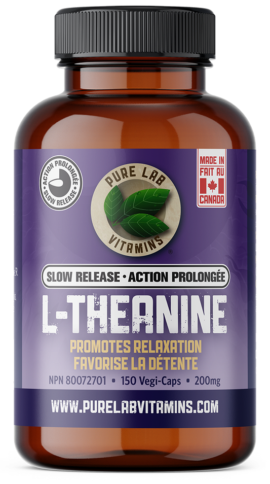 Brown supplement bottle with purple label on a white background