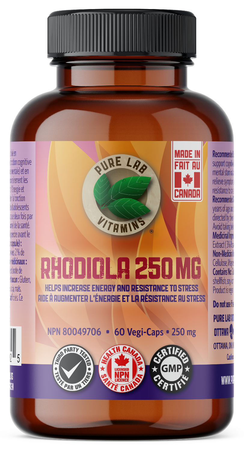 PURE LAB VITAMINS Rhodiola 250 mg 60 Vegi-Caps