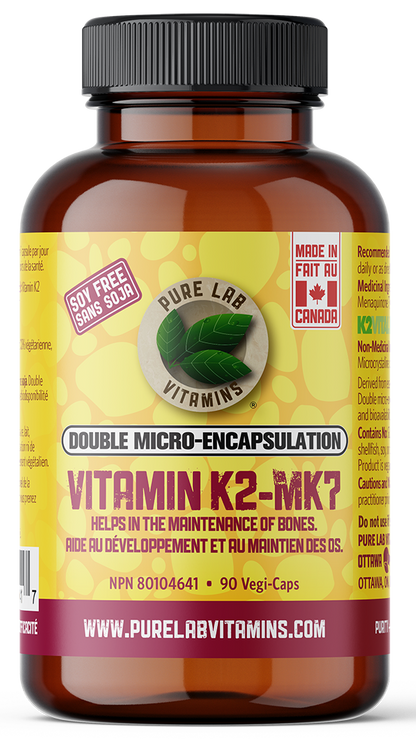 Bottle of Pure Lab Vitamins Vitamin K2-MK7 on a white background