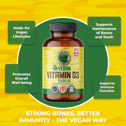 PURE LAB VITAMINS Vegan Vitamin D3 (1000 IU - 240 veg caps)