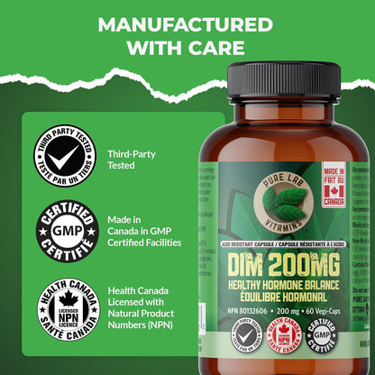 PURE LAB VITAMINS DIM (200 mg	 - 60 veg caps)