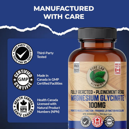 PURE LAB VITAMINS Magnesium Glycinate Fully Reacted 100 mg Excipient Free