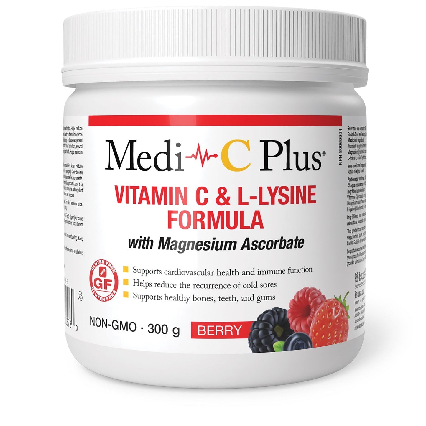 Medi-C - Vitamin C &amp; L-Lysine with Magnesium Ascorbat (Berry - 300 gr) SAVE - Short Dated (01-2026)