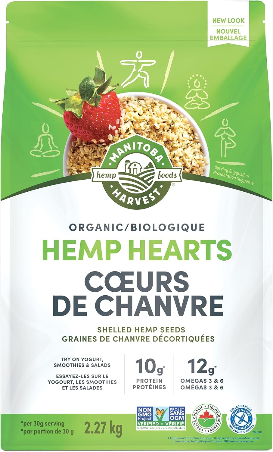 Manitoba Harvest Organic Hemp Hearts, green and white 2.27 kg pouch