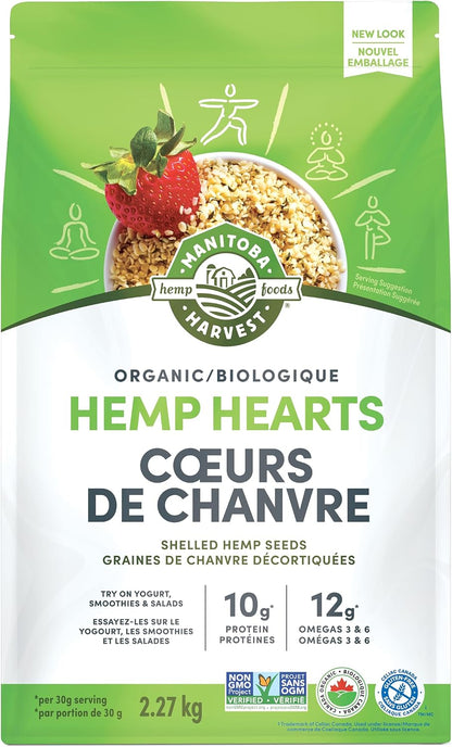 Manitoba Harvest Organic Hemp Hearts, green and white 2.27 kg pouch