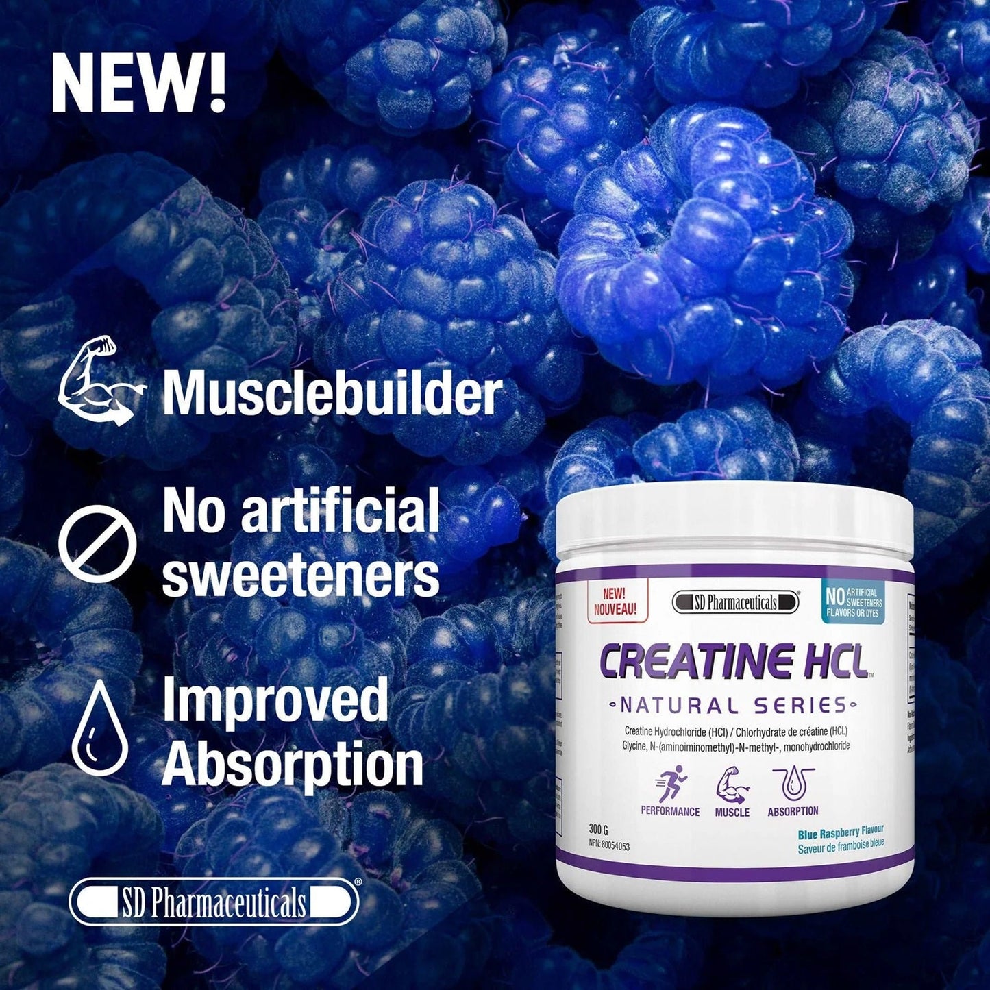 SD PHARMACEUTICALS Creatine HCL (Blue Raspberry - 300 grams)
