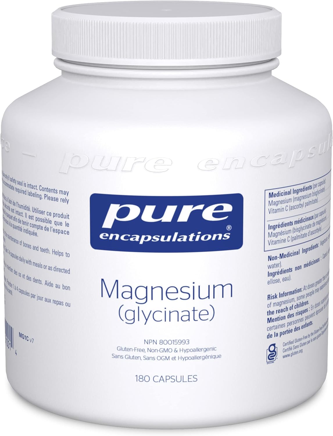 PURE ENCAPSULATIONS Magnesium (glycinate - 180 veg caps)