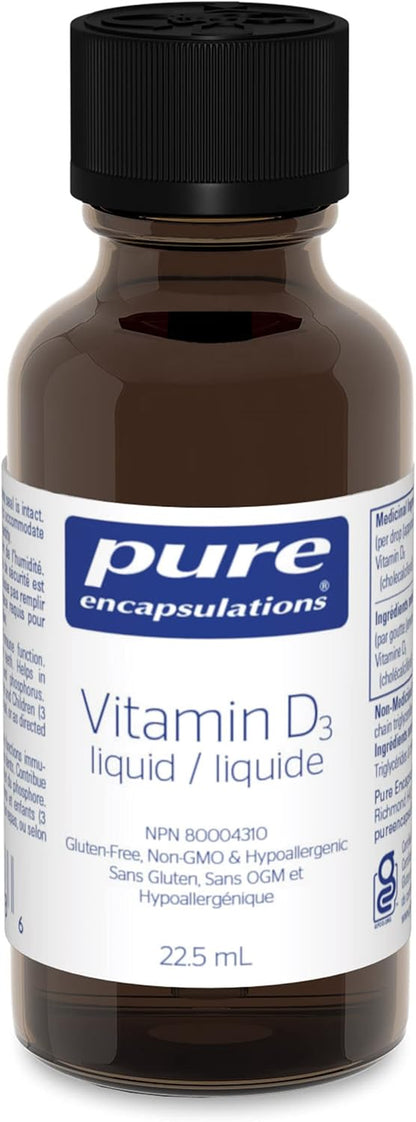 PURE ENCAPSULATIONS Vitamin D3 liquid (22.5 Milliliters)