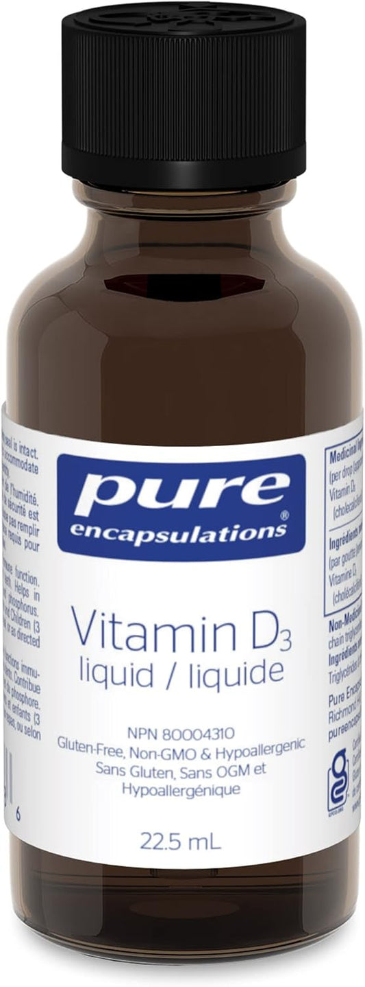 PURE ENCAPSULATIONS Vitamin D3 liquid (22.5 Milliliters)