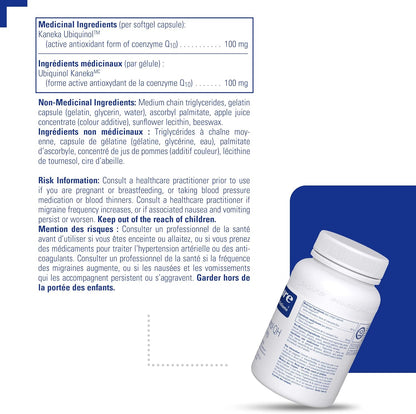 PURE ENCAPSULATIONS Ubiquinol-QH 100 mg (60 Count)