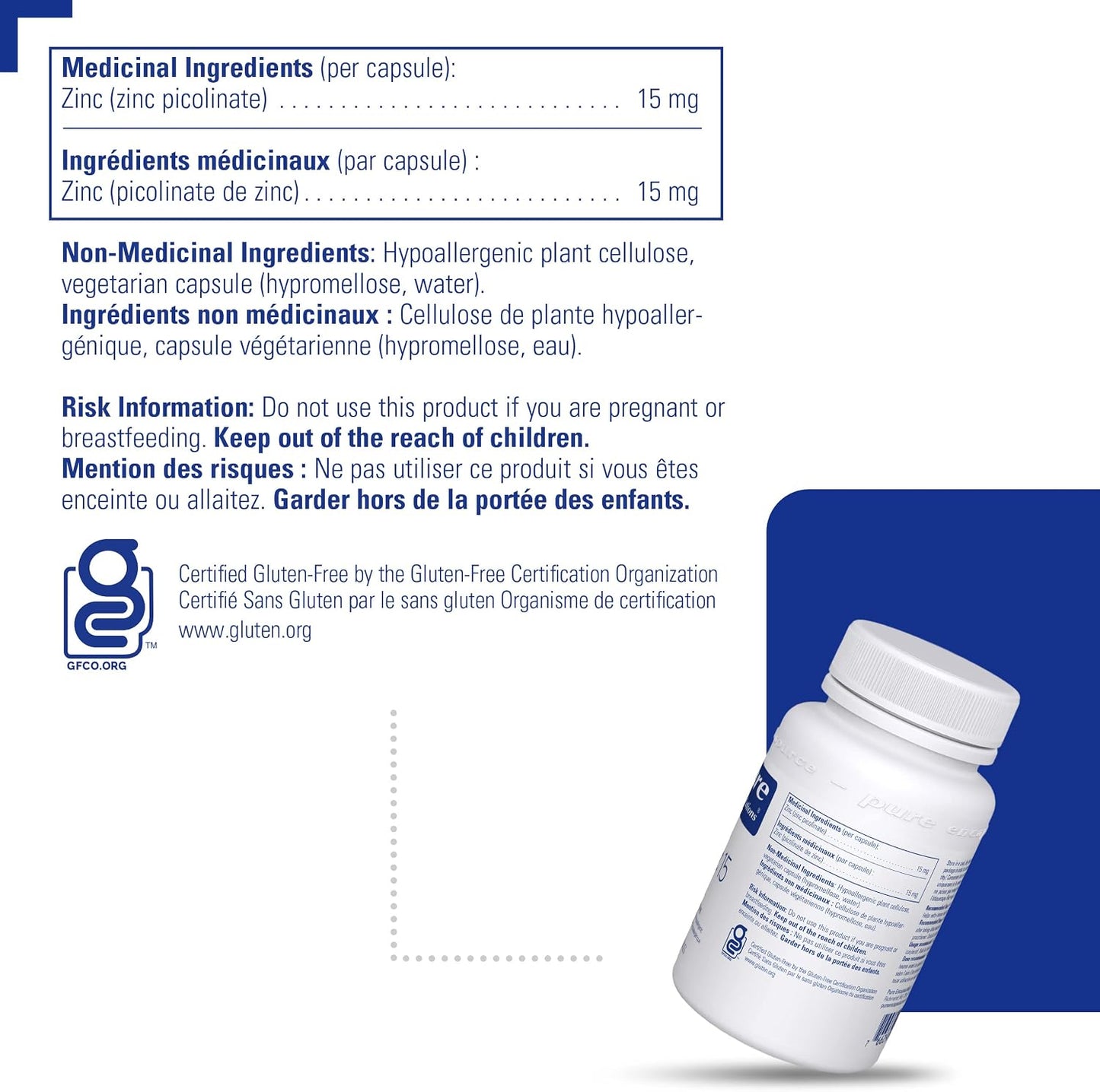 PURE ENCAPSULATIONS Zinc 15 (180 veg caps)