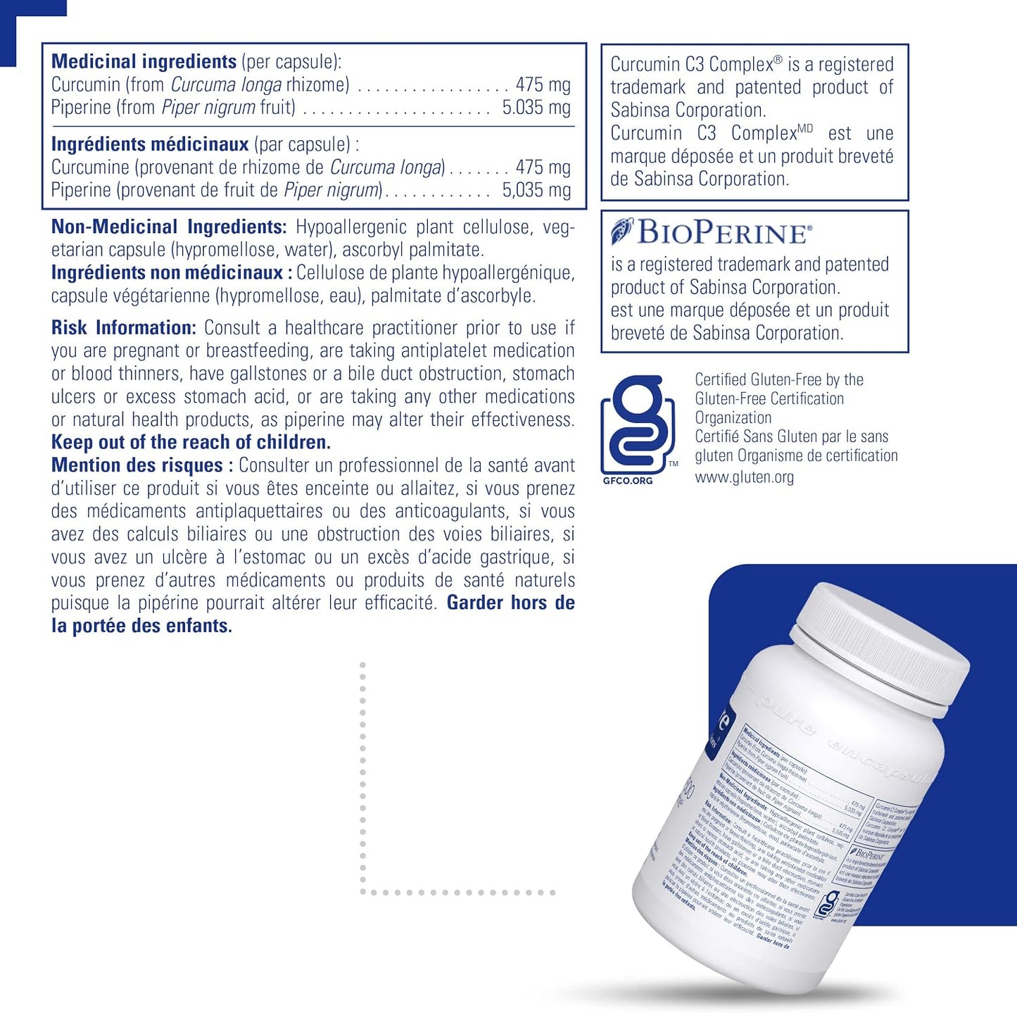 PURE ENCAPSULATIONS Curcumin 500 with Bioperine® (60 veg caps)