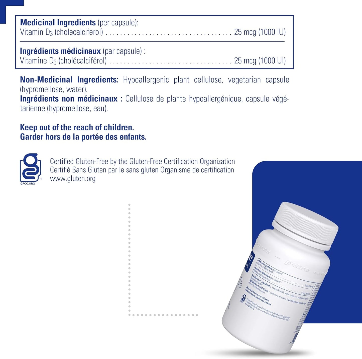 PURE ENCAPSULATIONS VITAMIN D3 1000 IU (120 veg caps)