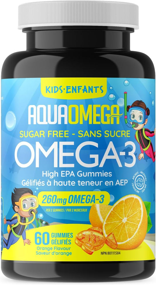 AQUAOMEGA Kids High EPA (Sugar Free Orange - 60 Gummies)