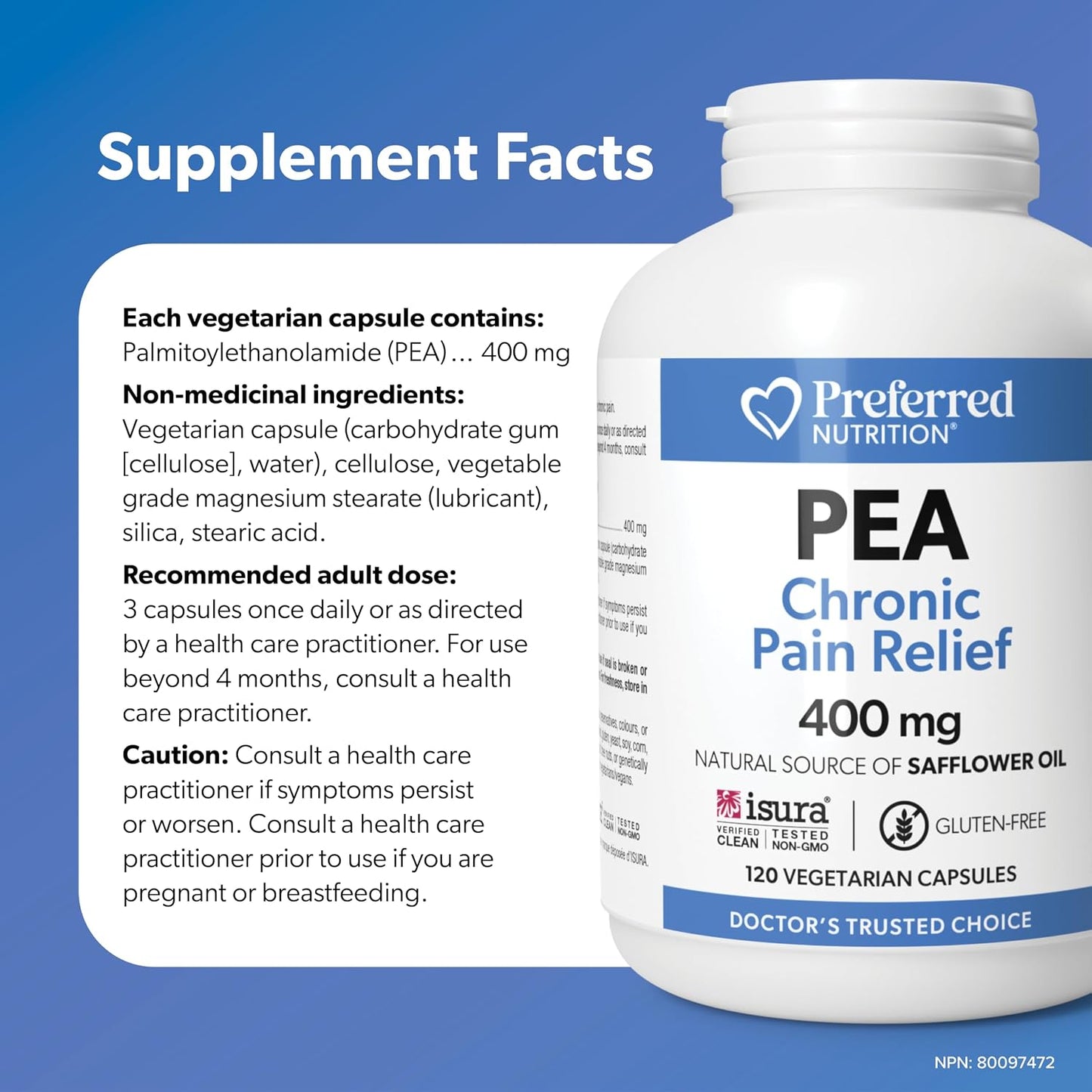 PREFERRED NUTRITION PEA 400 MG 120 VEGETARIAN CAPS