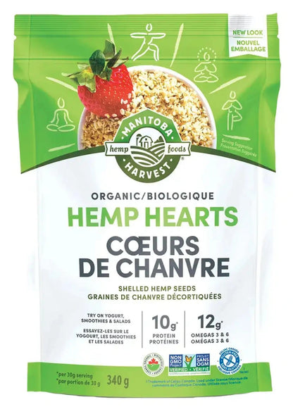 Manitoba Harvest Organic Hemp Hearts, green and white 340 g pouch